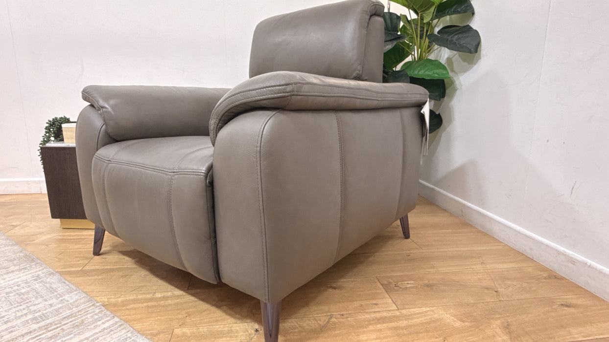 Sofology Bailey Power Recliner Leather Chair in Trusty Embossed Charcoal
