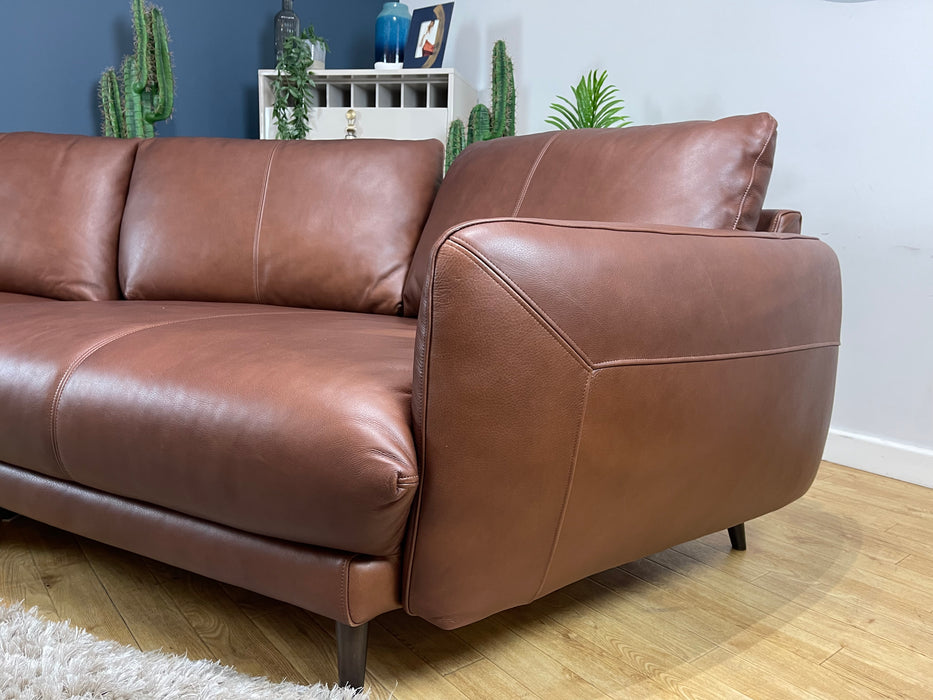 Adler Leather 3 Seater Asymmetric - Soft Leather Brown (WA2)