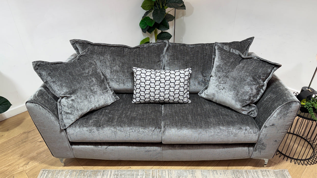 Sofology Luella Fabric 3 Seater in Luxe Chenille Grey Mix