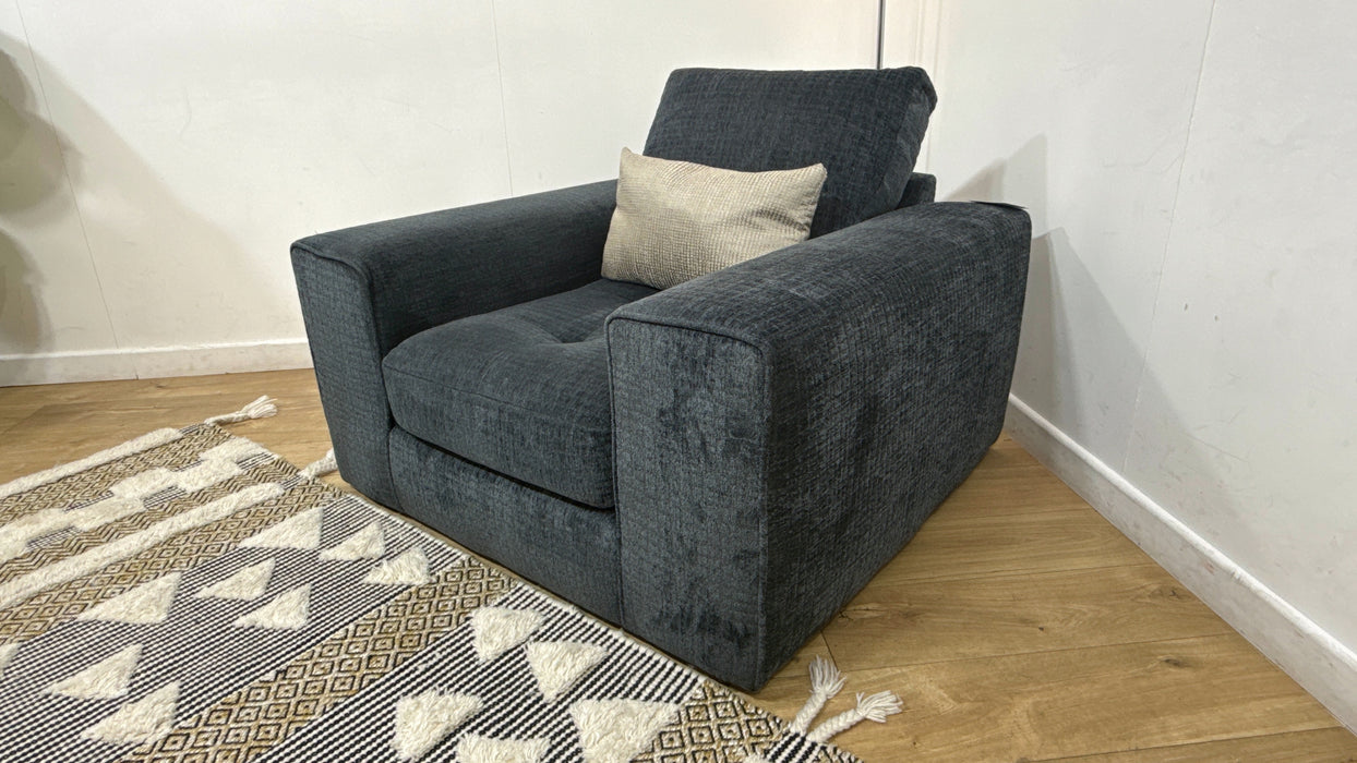 Sofology Ascot Fabric Chair in Texture Chenille Denim Mix