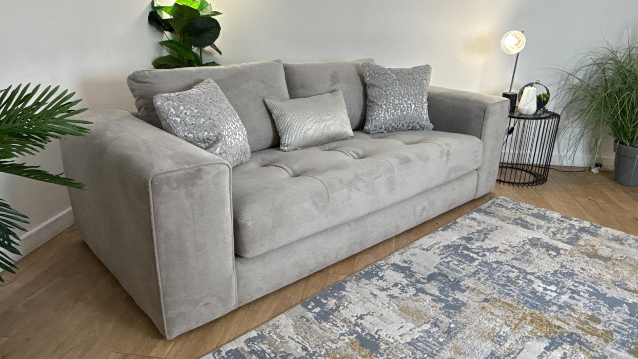 Sofology Ascot Fabric 4 Seater Bench Seat in Soft Sherpa Latte Mix