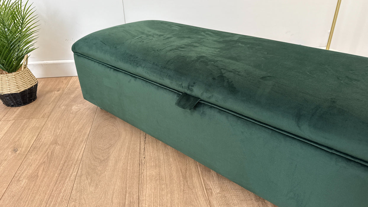 Islington Storage Footstool - Fabric Ottoman - Sleek Green