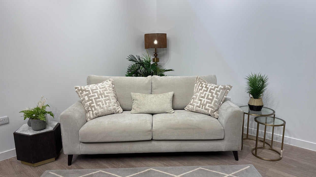 Sofology Mayfair Fabric 3 Seater Foam Seats in Soft Chenille Linen/Pearl Mix