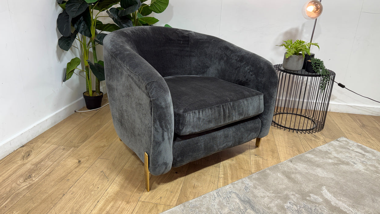 Sofology Oscar Fabric Accent Chair in  Fine Textured Chenille Charcoal Mix