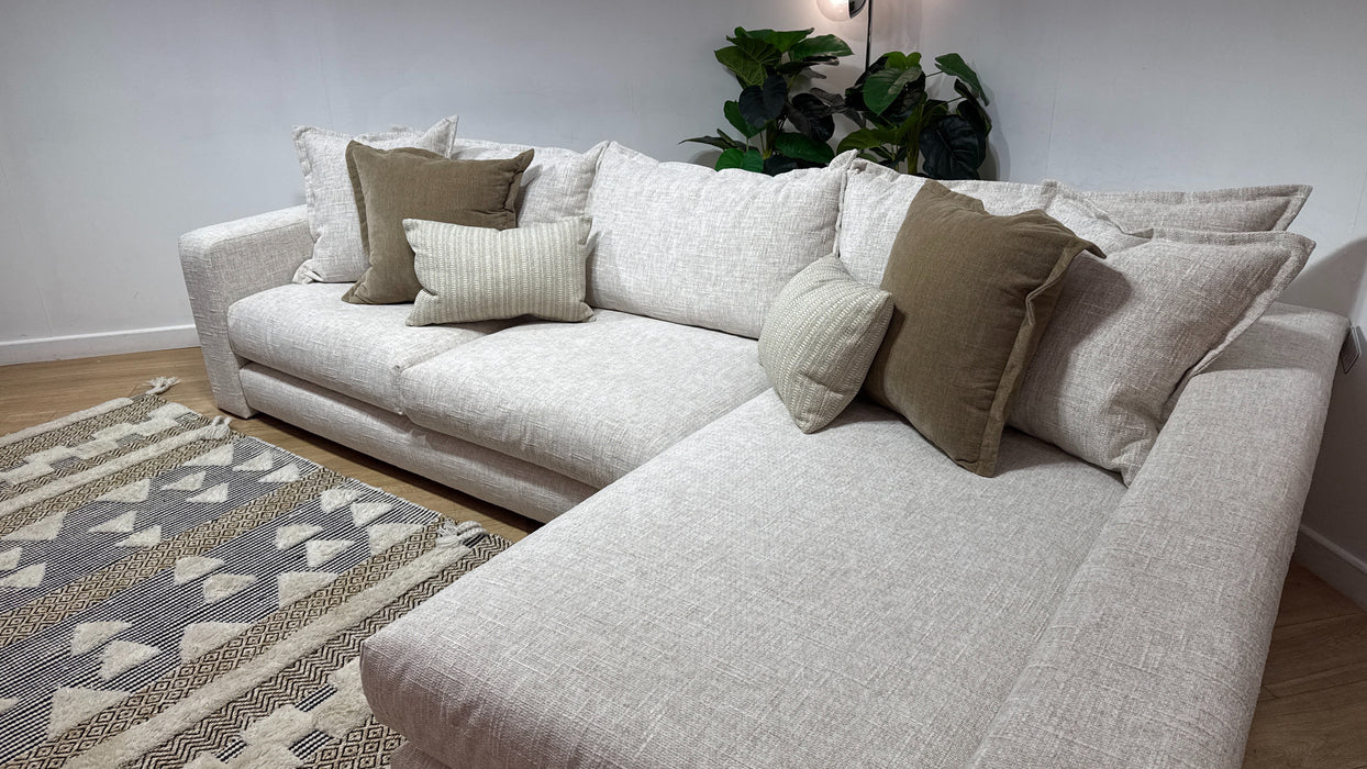 Sofology Cove Fabric Grande Chaise in Artisan Chenille Ecru Mix