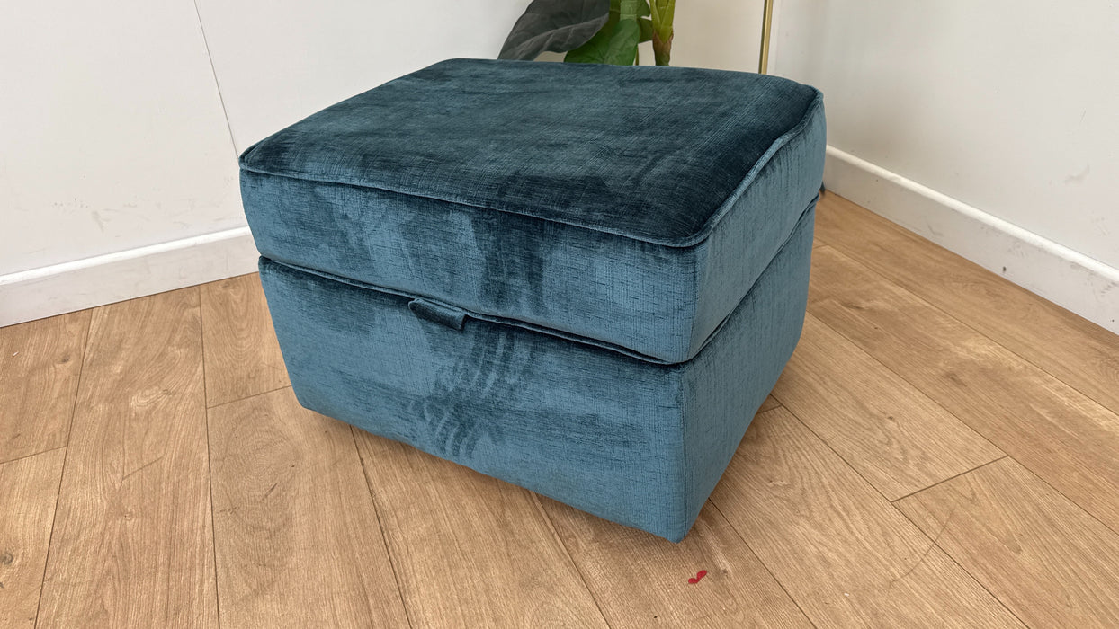 Sofology The Georgio Fabric Footstool in Luxe Chenille Teal All Over