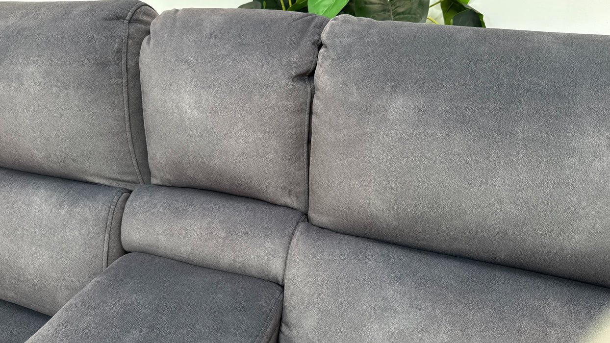 Sofology Ravello Fabric 2 Seater Console Power Recliner/Headrest Lumbar Support in Lifestyle Flecked Charcoal