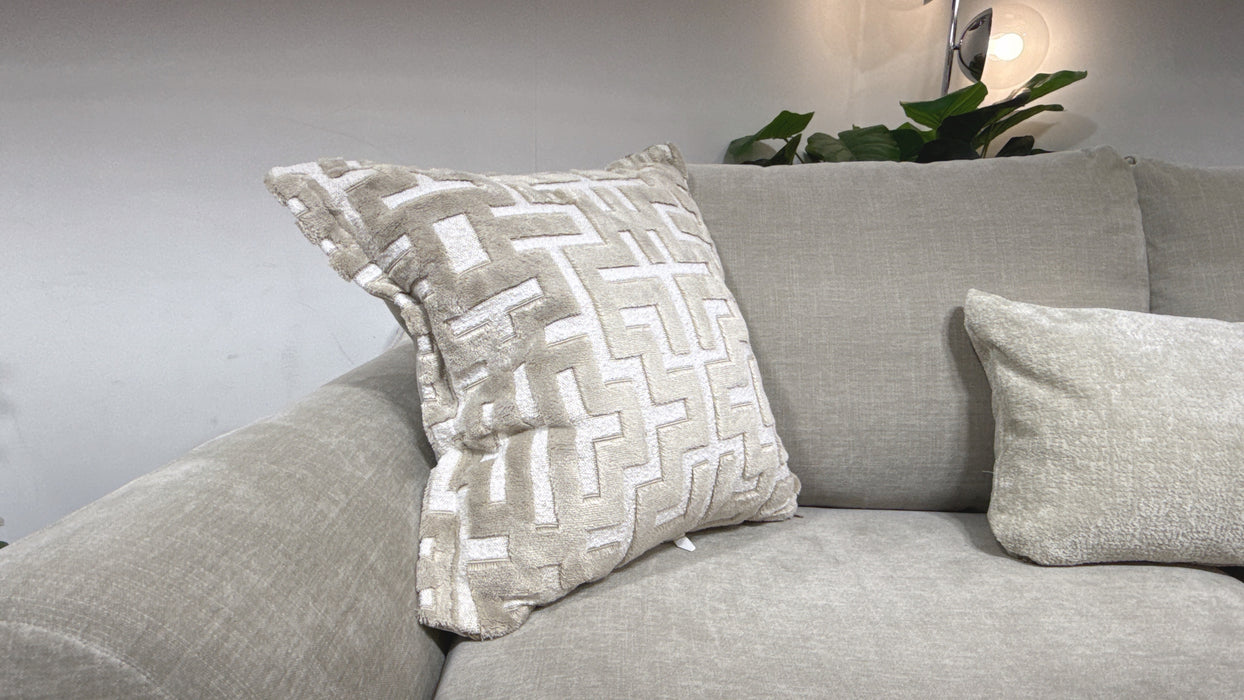 Sofology Mayfair Fabric 3 Seater Foam Seats in Soft Chenille Linen/Pearl Mix