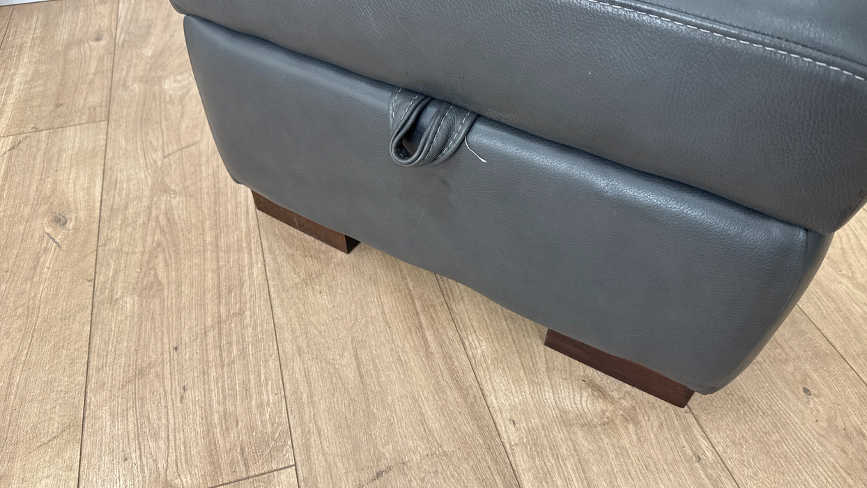 Sofology Cordelia Leather Storage Footstool in Dakota Pewter