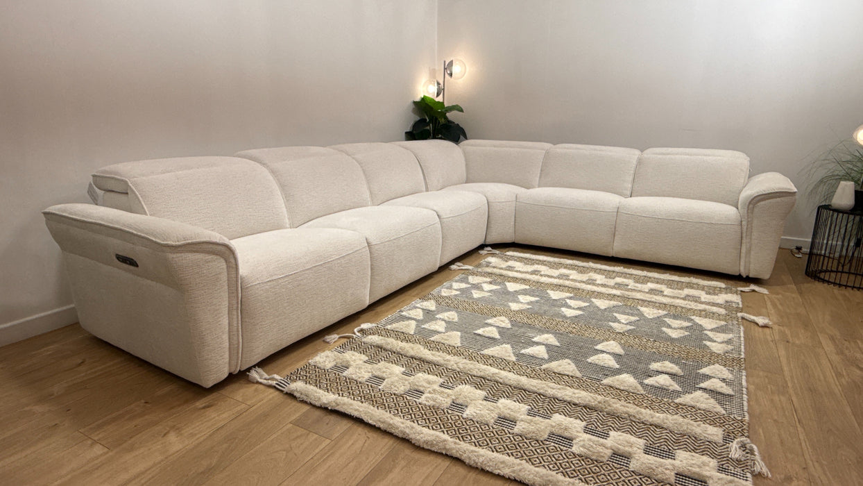 Sofology Fleur 4 Corner 3 Power Recliner  in Cloud Cool Cream