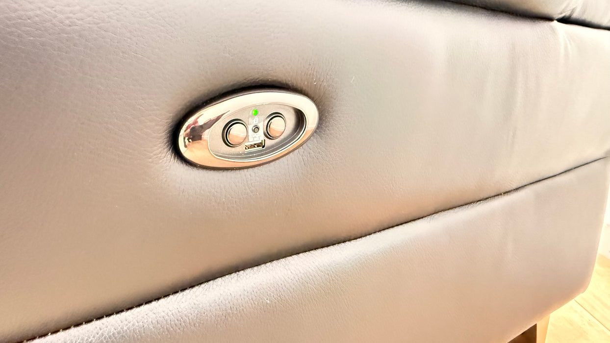 Sofology Lucca Leather 2 Seater Power Recliner in Trusty Soft Sheen Black