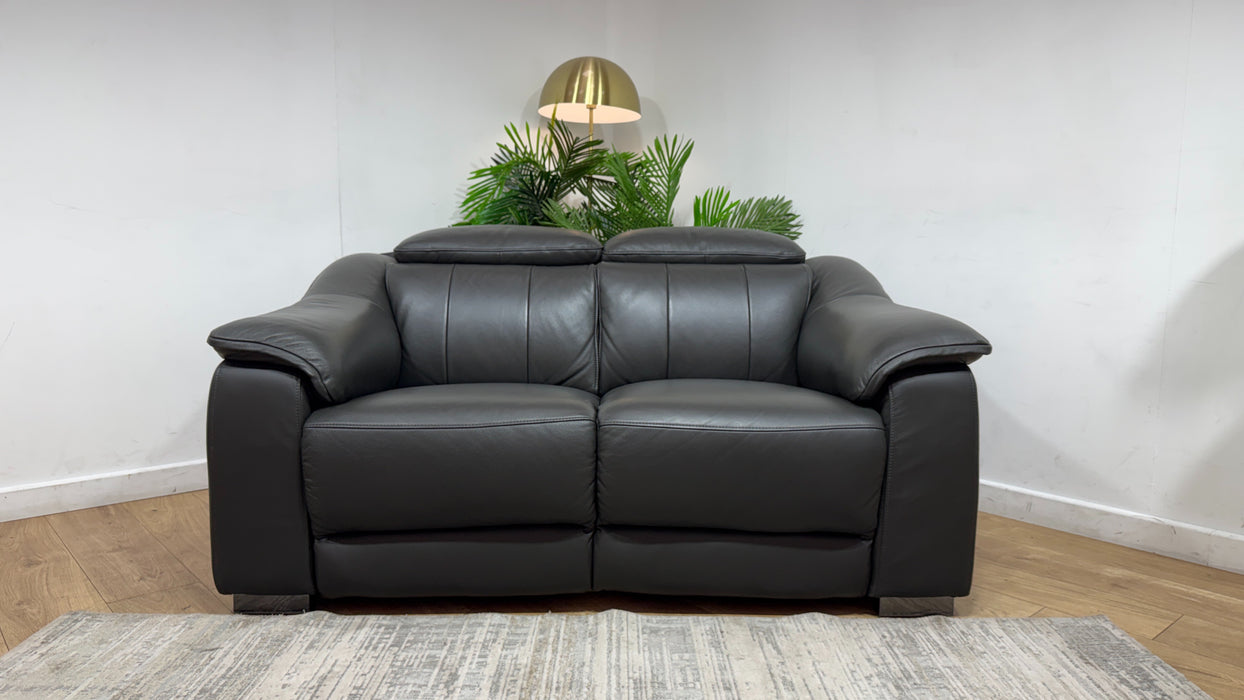 Sofology Carrera Leather 2 Seater in Trusty Embossed Charcoal
