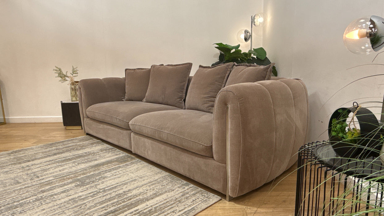 Sofology Empress Fabric 4 Seater Pillow Back in Relaxed Chenille Nutmeg