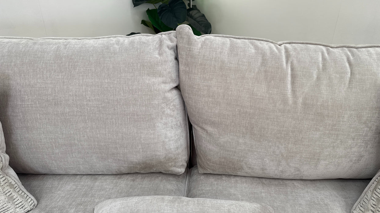 Sofology Highgrove Fabric 4 Seater Split Full Back Feather Flex in Luxe Chenille Oyster