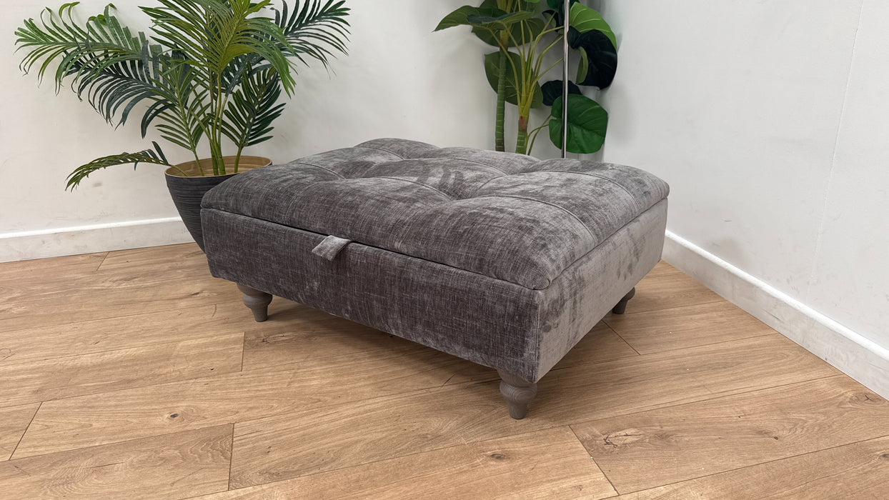Sofology Highgrove Fabric Storage Footstool in Steel All Over