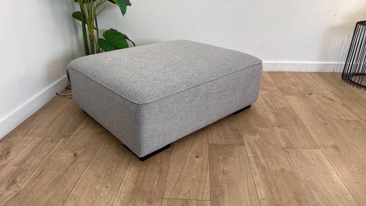Sofology Russo Fabric Designer Footstool in Lustre Weave Zinc