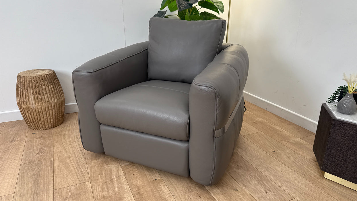 Sofology The Lumiere Leather Swivel Chair in Trusty Embossed Elephant