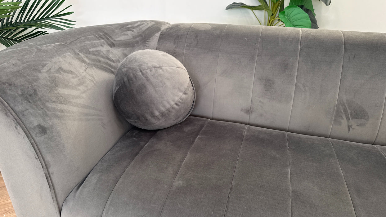 Sofology The Fitzrovia Fabric 3 Seater in Matt Velvet Slate Mix With Light Wood Trim