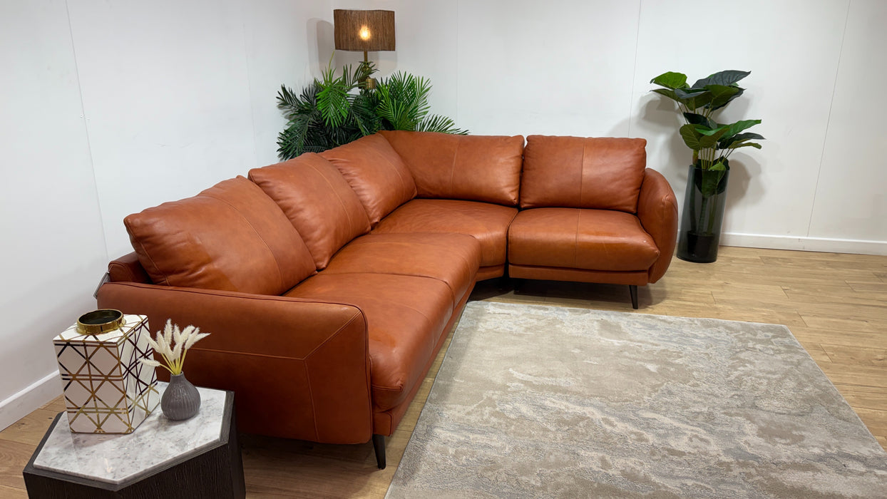 Sofology Adler Leather 2 Corner 1 in Relaxed Soft Amber