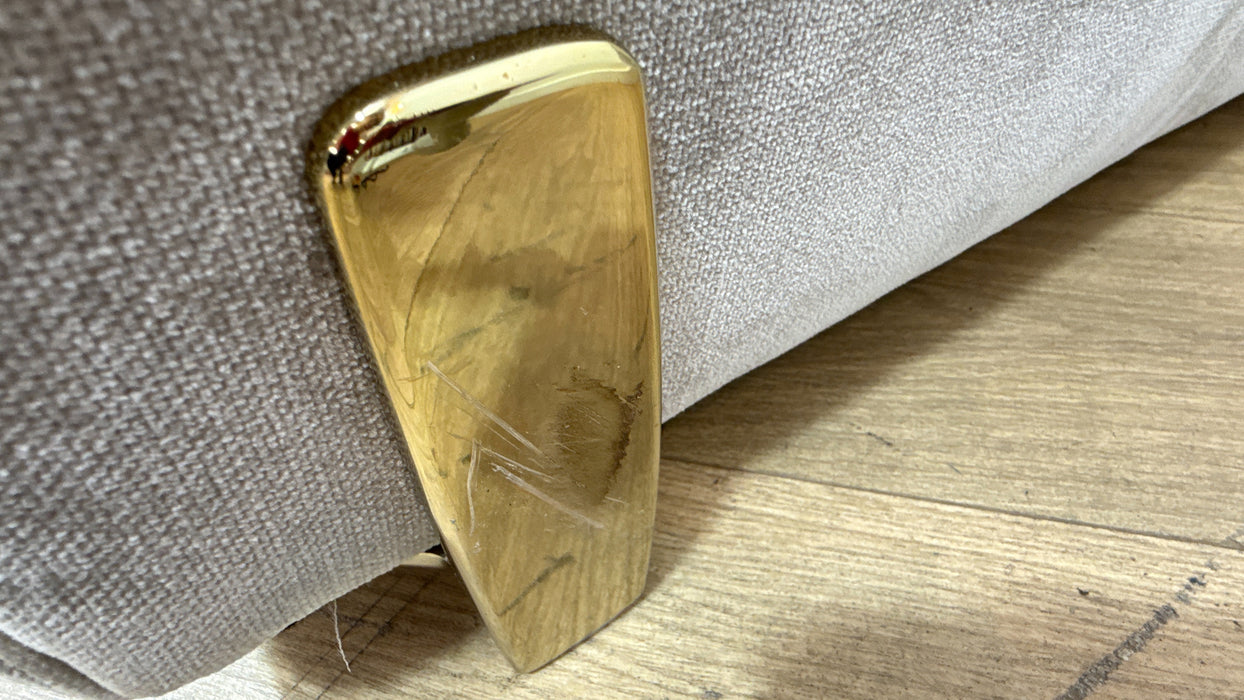 Sofology Oscar Fabric 3 Seater Gold Trim in Fine Textured Chenille Stone Mix
