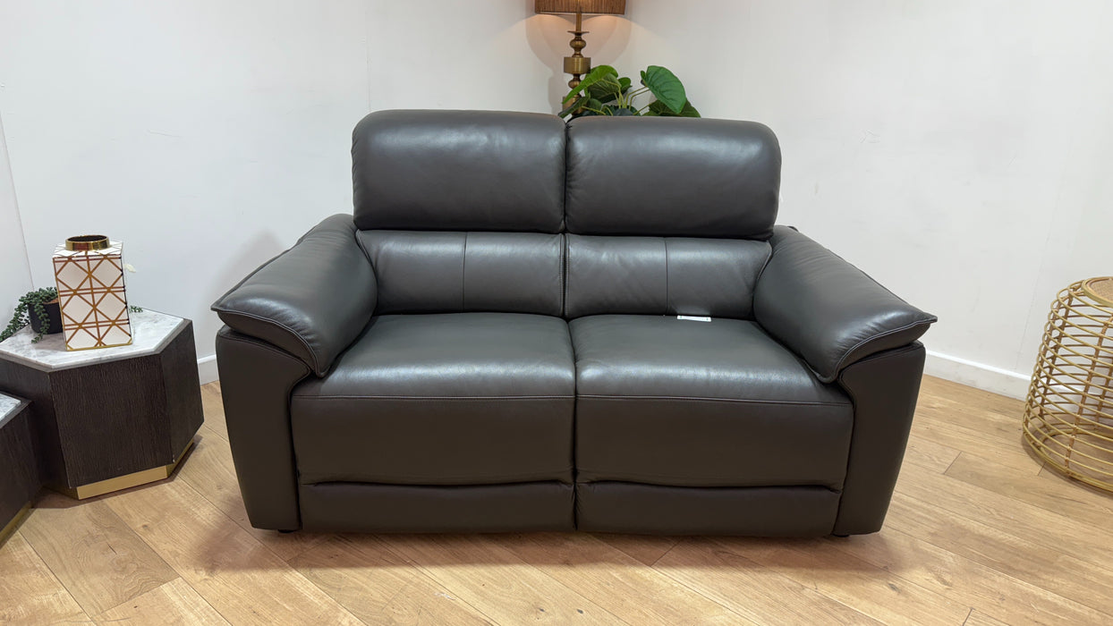 Sofology Hugo Leather 2 Seater in Trusty Embossed Charcoal