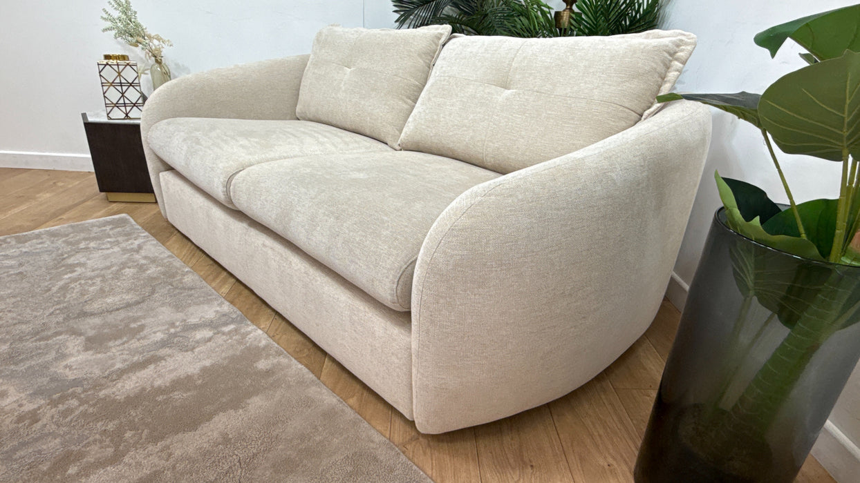 Sofology Portobello Fabric 3 Seater Sprung Seats in Linen Look Chenille Natural Mix