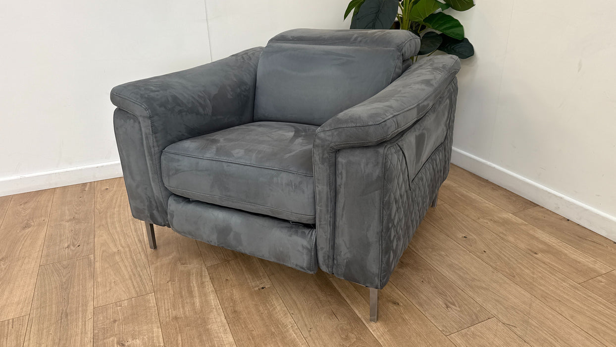 Sofology Ezra Fabric Chair Power Recliner/Headrest Heated Seat in Lifestyle Plush Lead Grey
