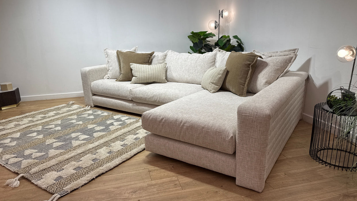 Sofology Cove Fabric Grande Chaise in Artisan Chenille Ecru Mix
