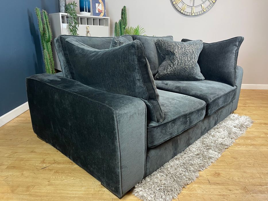 Laurent Fabric 2 Seater - Luxury Deep Pile Chenille Slate Mix - Foam Seats (WA2)