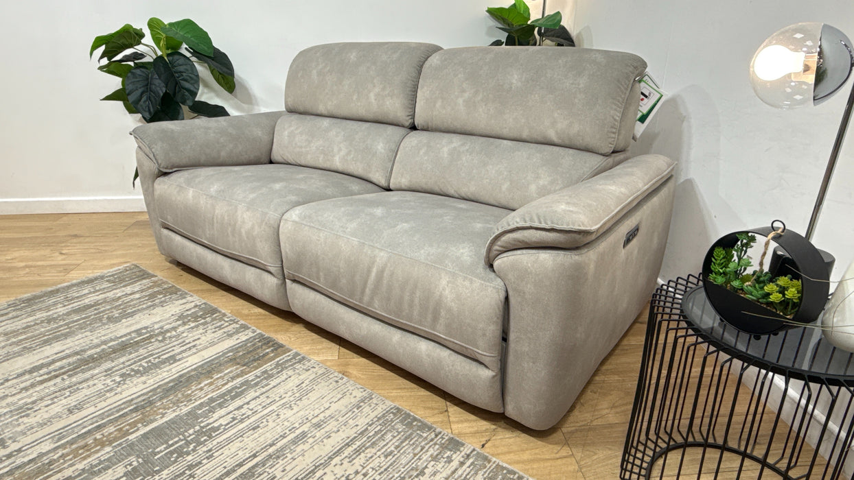 Sofology Hugo Fabric 2.5 Seater Power Recliner/Headrest in Lifestyle Flecked Stone