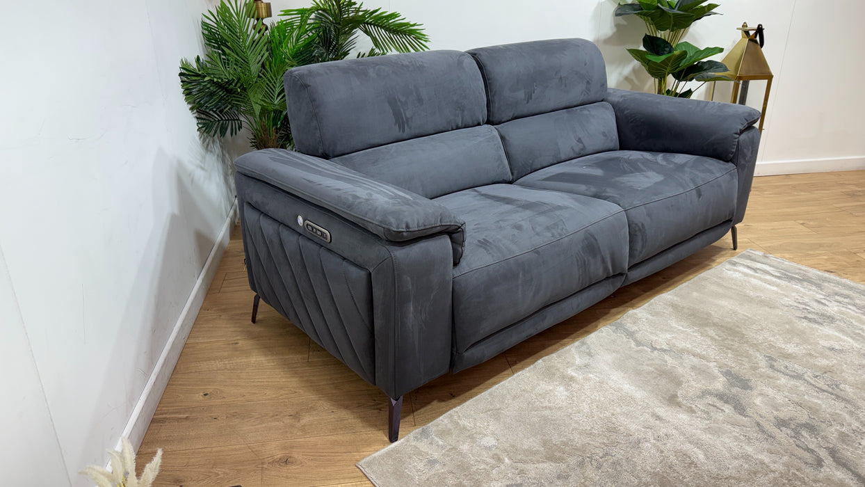 Sofology Fratelli Fabric 2.5 Seater Power Recliner/Headrest in Lifestyle Nubuck Feel Charcoal