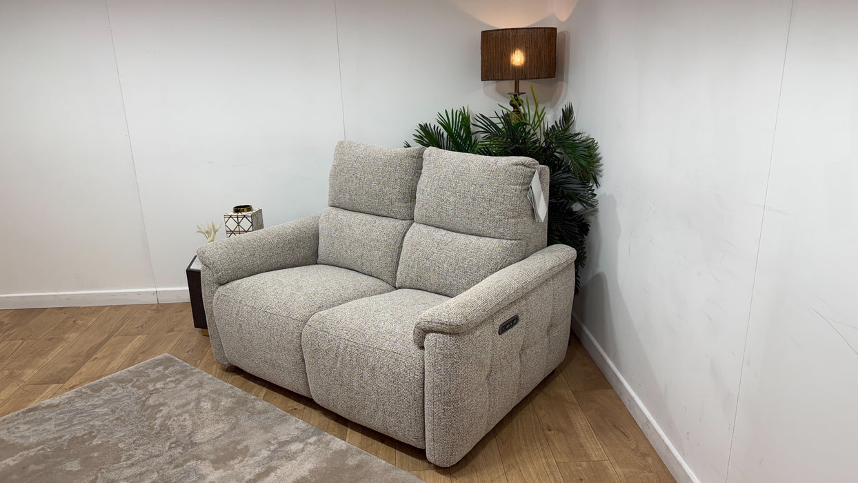 Sofology Ripley Fabric 2 Seater Power Recliner/Headrest in Woven Textured Mocha