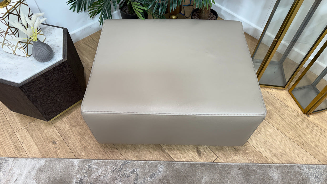 Sofology Premiere Leather Designer Footstool in Trusty Embossed Stone
