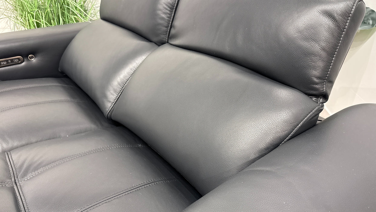 Sofology Marvella Leather 2 Seater Power Recliner in Trusty Sheen Jet Black