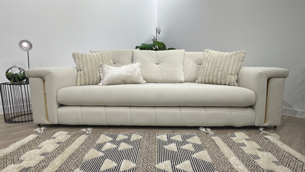 Sofology Oscar 4 Seater Fabric Sofa in Super Matt Velvet Ecru