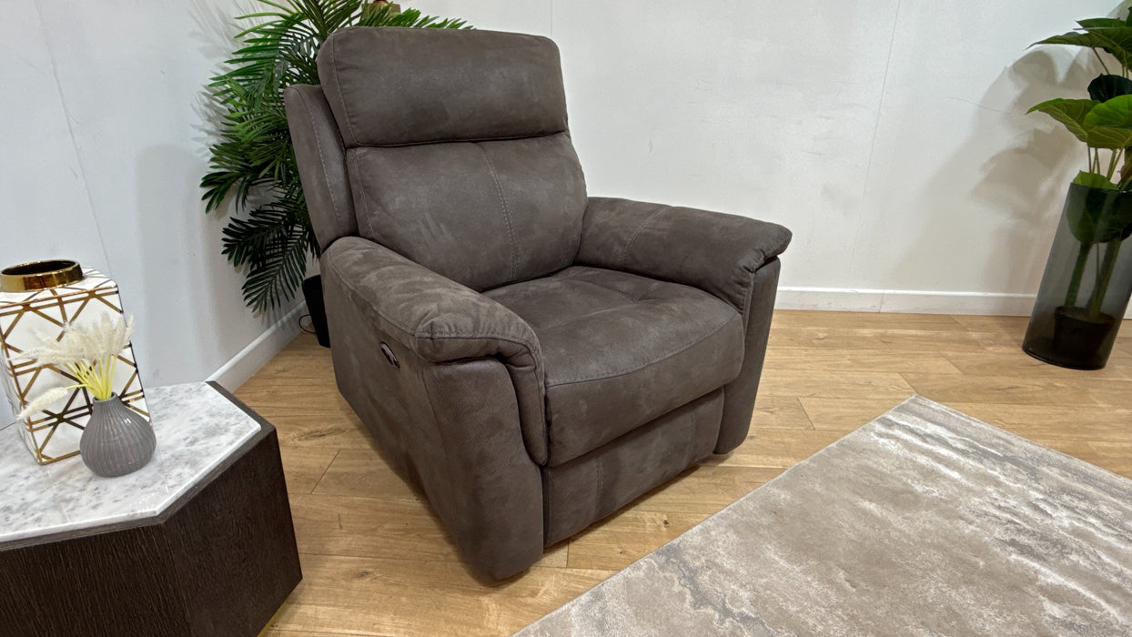 DFS Ivalee Fabric Chair Power Recliner in Pepper