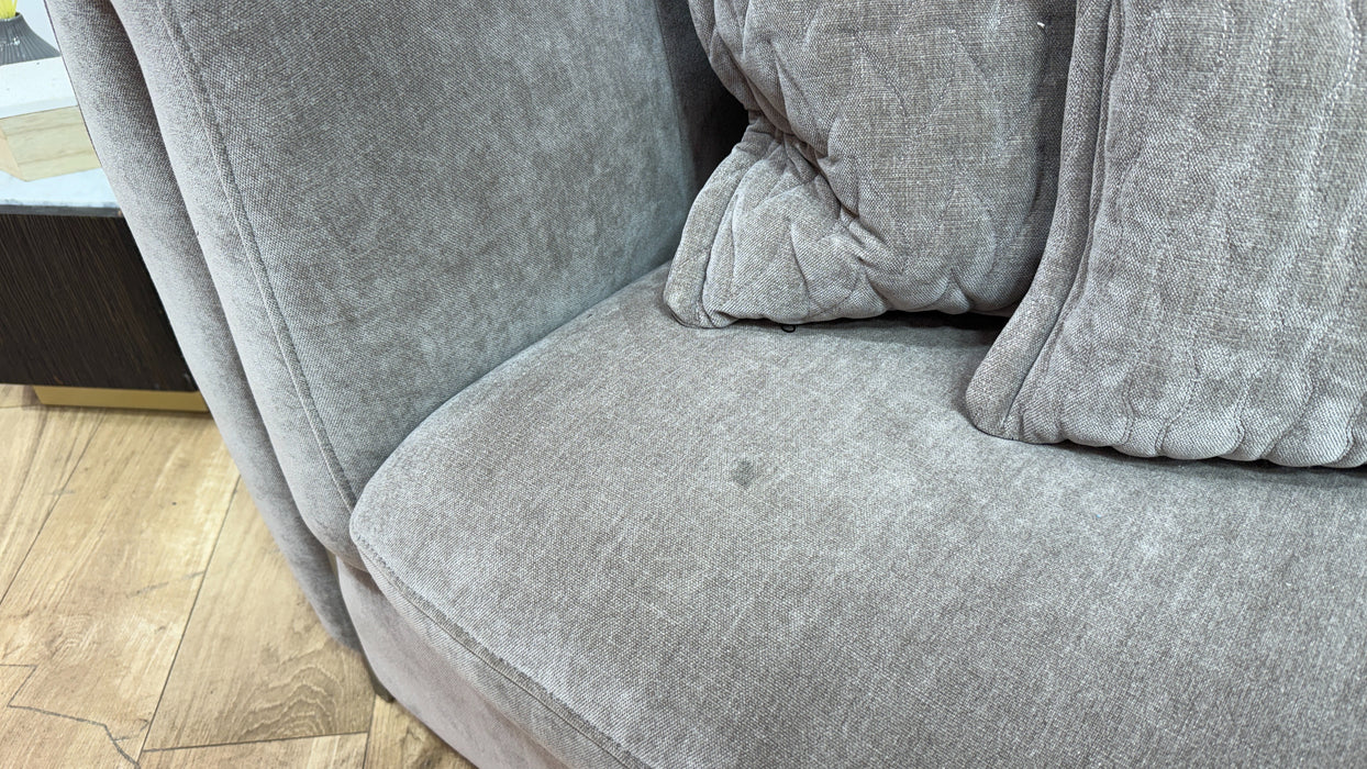 Sofology Empress Fabric 3 Seater Pillow Back Gunmetal Trim in Relaxed Chenille Nutmeg