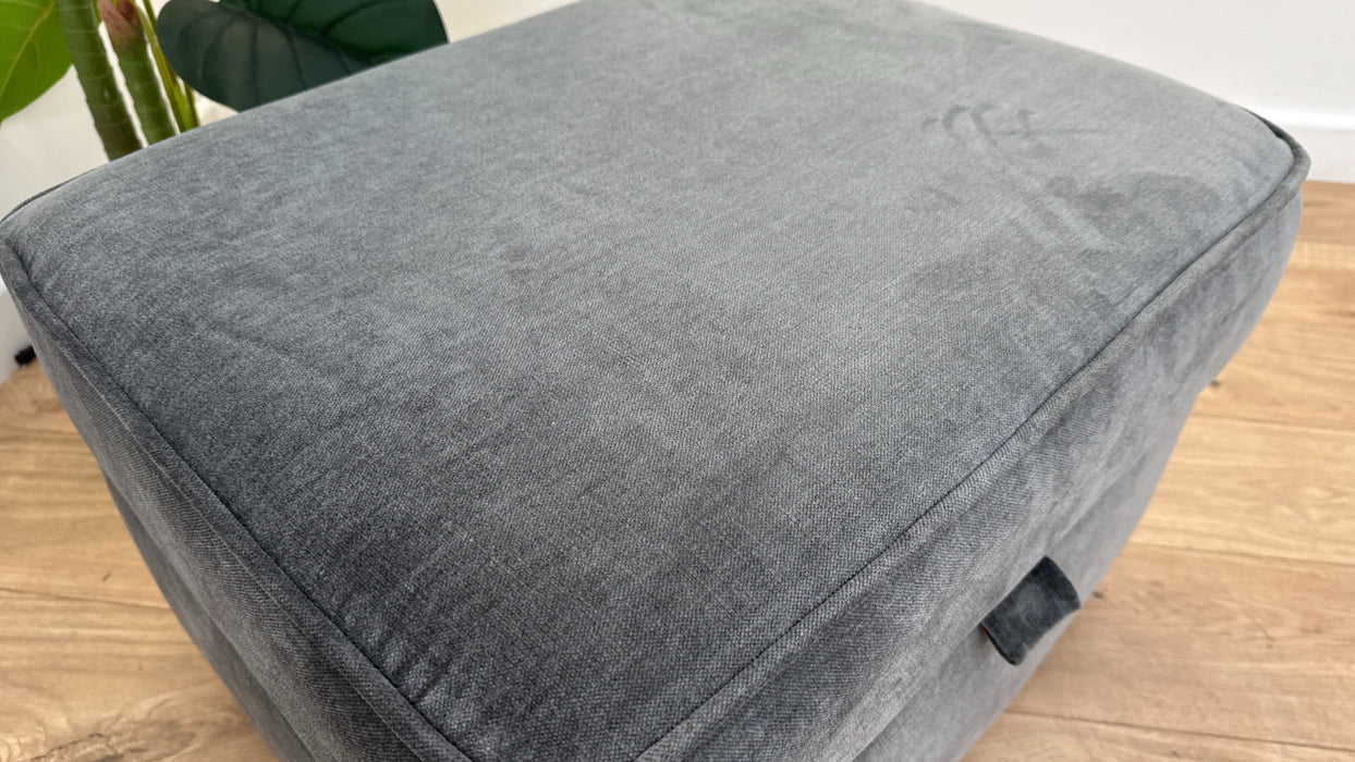 Sofology Brixton Fabric Storage Footstool in Soft Chenille Slate