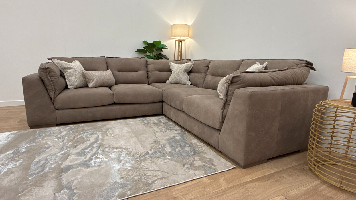 Strato 2 Corner 2 - Leather Sofa - Taupe/Natural Mix