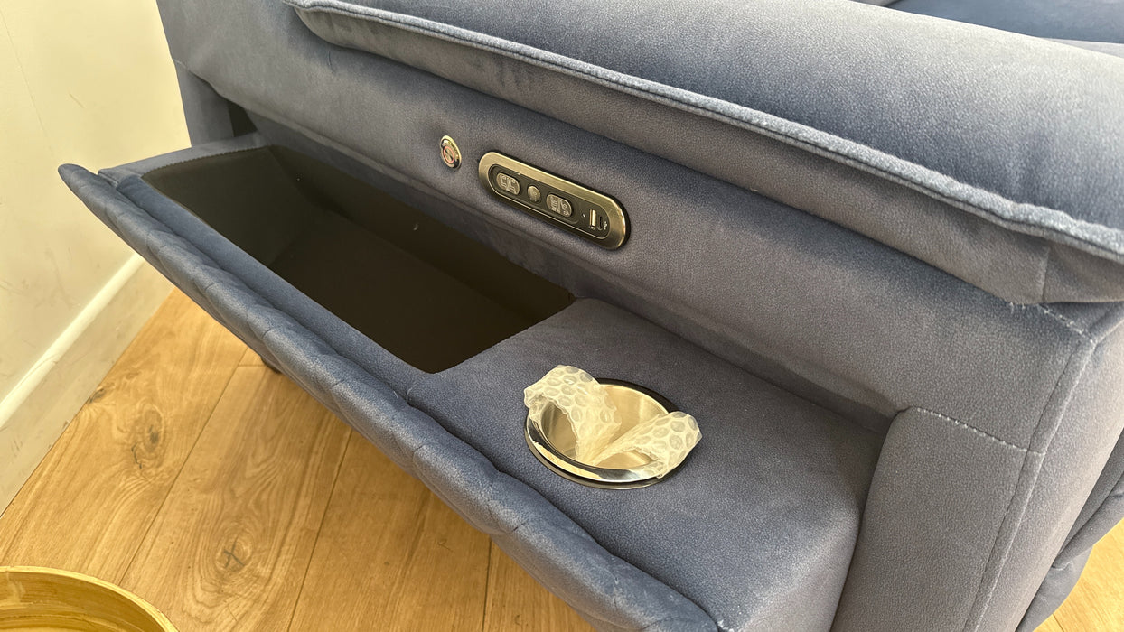 Sofology The Benz 2 Seater Fabric Recliner Sofa in Lifestyle Flecked Navy