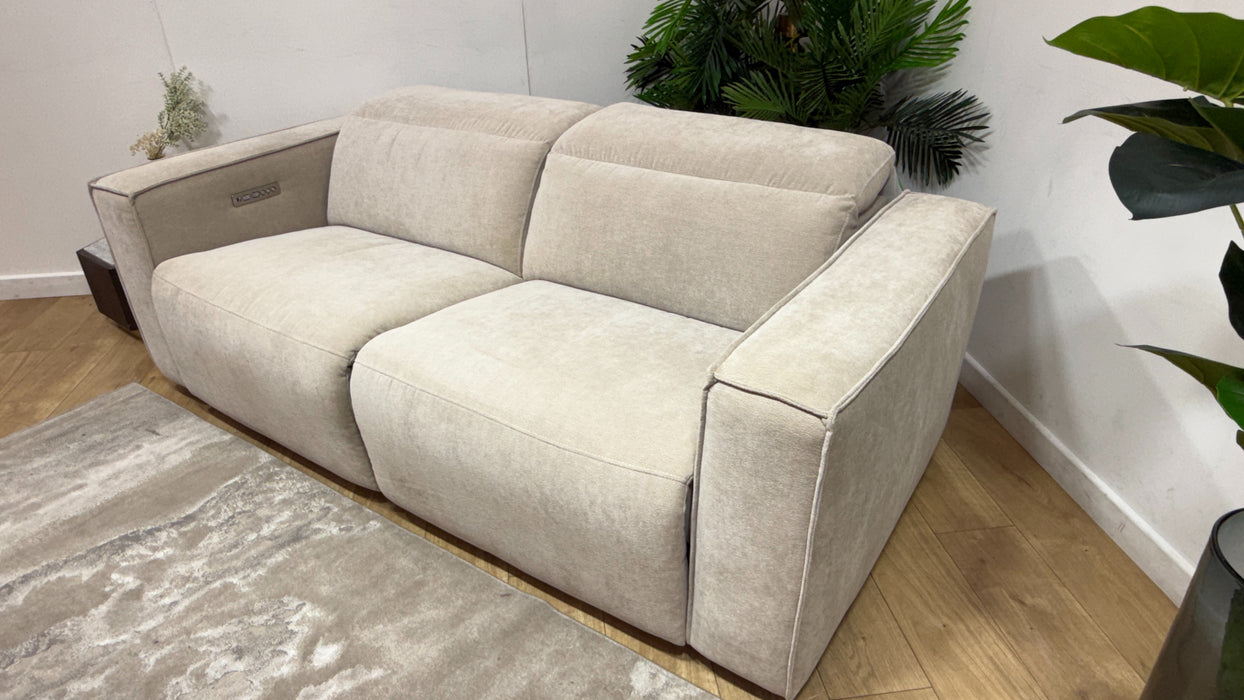 Sofology Horizon Fabric 2.5 Seater Power Recliner/Headrest in Textured Chenille Stone
