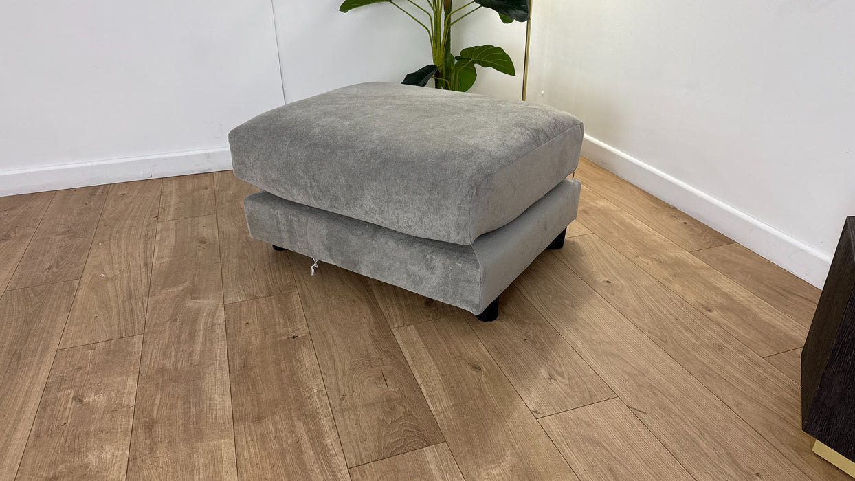 Sofology Wildwood Fabric Footstool in Soft Sherpa Silver