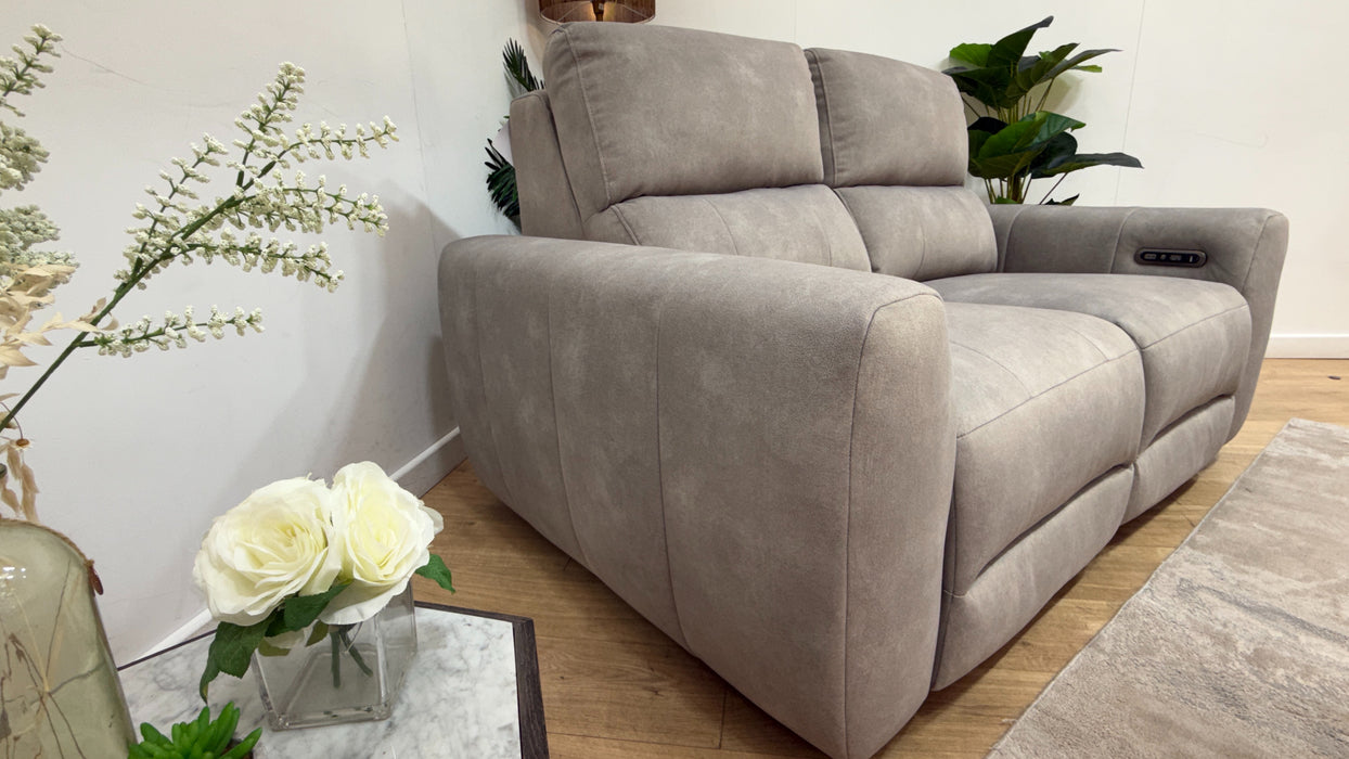 Sofology Portofino Fabric 2 Seater Power Recliner/Headrest in Lifestyle Flecked Stone