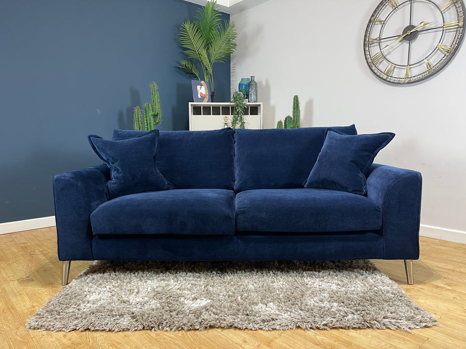 Mayfair 3 Seater Soft Chenille Navy All Over Fabric (WA2)