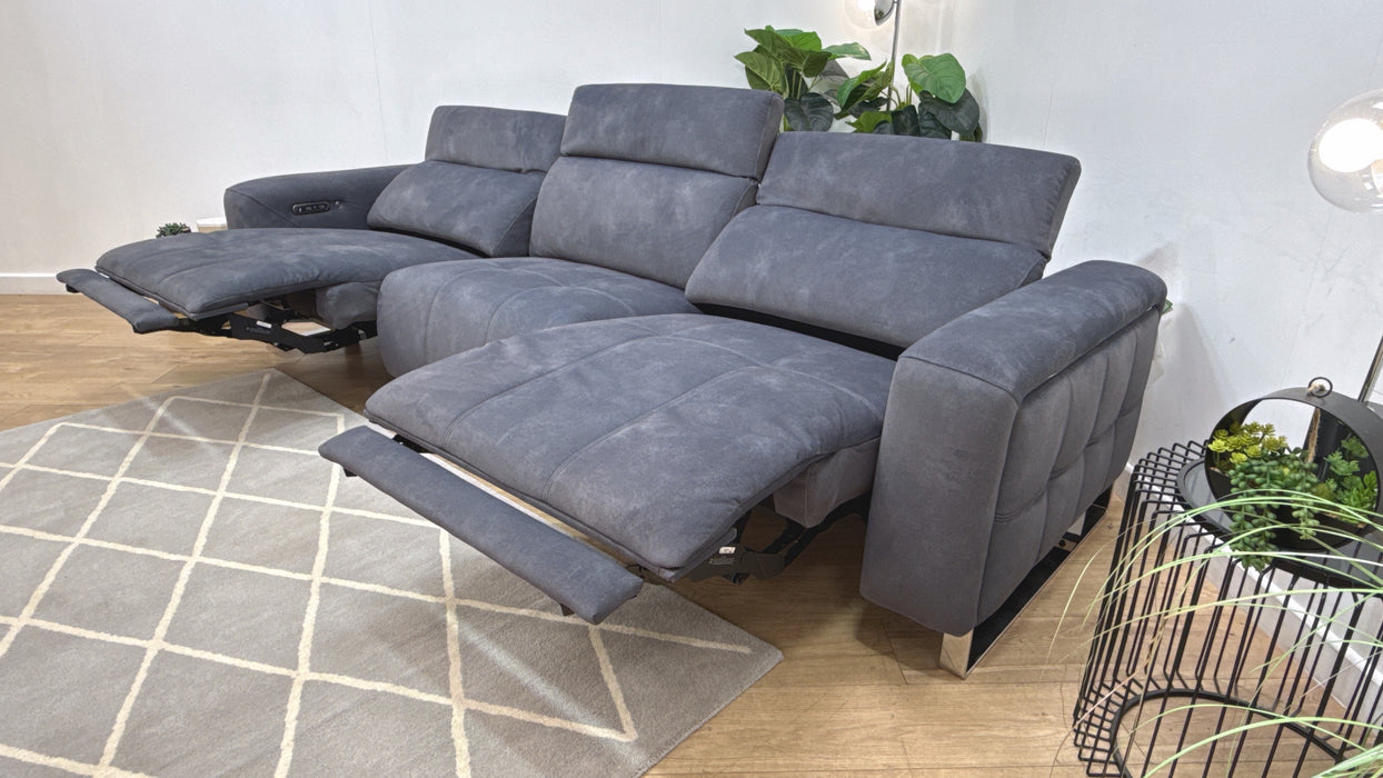 Sofology Marvella Fabric 4 Seater Split Power Recliner/Headrest Heated Seats in Lifestyle Flecked Charcoal