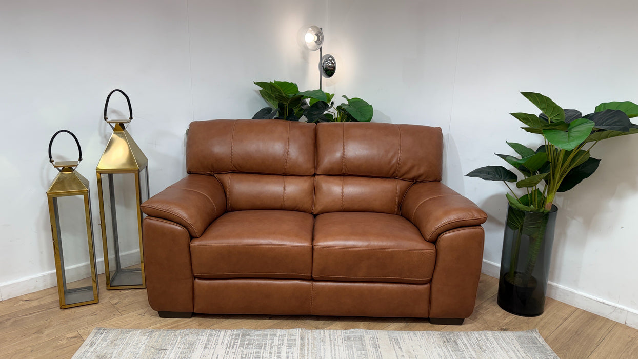 Sofology Santina Leather 2 Seater in Relaxed Soft Tan