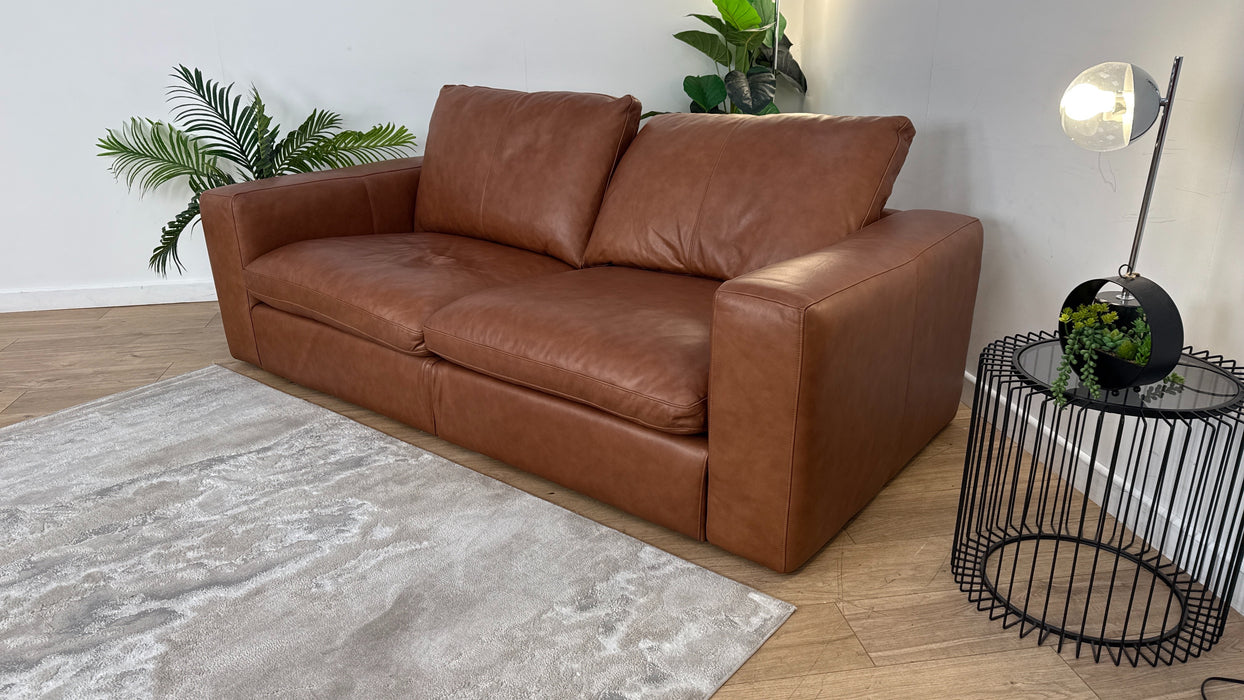 Sofology The Retreat 3 Seater Sofa in Relaxed Soft Leather Tan Mix