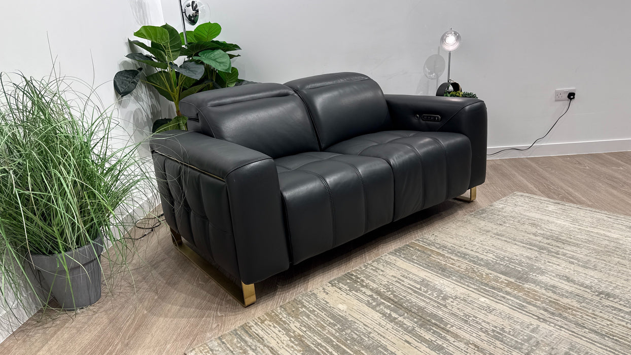 Sofology Marvella Leather 2 Seater Power Recliner in Trusty Sheen Jet Black