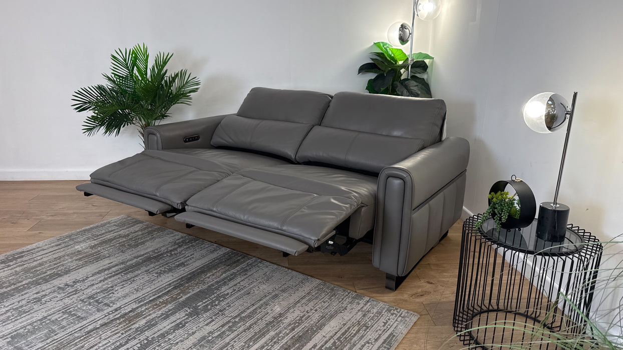 Sofology The Ravello Leather 2.5 Seater Power Recliner/Headrest in Trusty Embossed Elephant