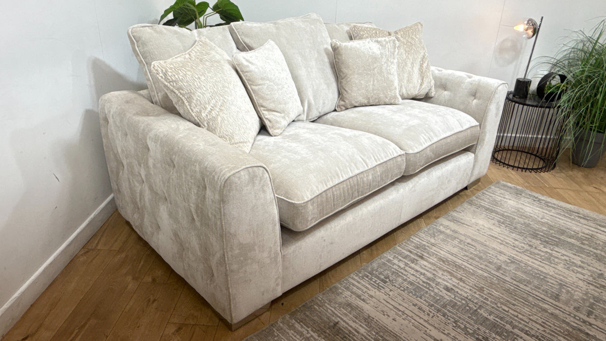 Sofology Valentina Fabric 3 Seater Foam/Fibre Seats Pillow Back in Luxury Chenille Mist Mix